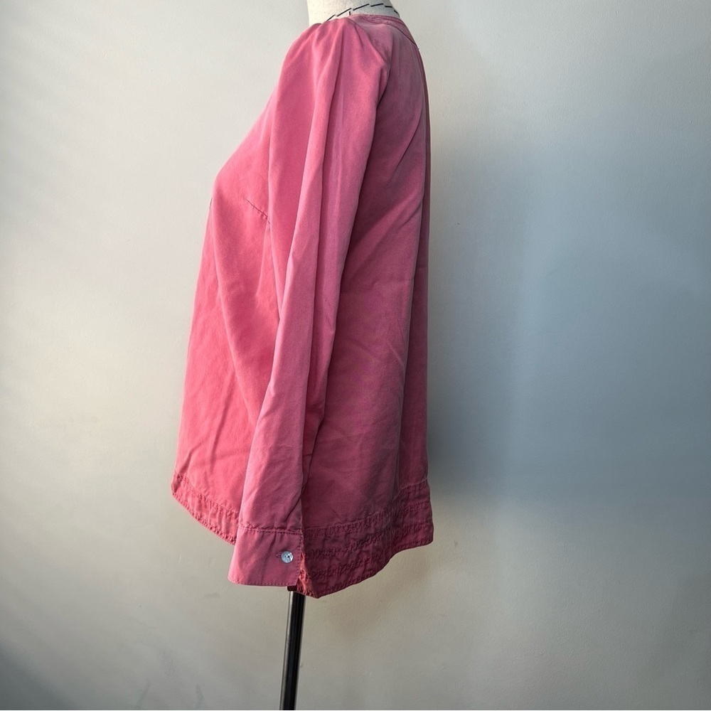 J. Jill pink tunic style lace up closer top long sleeve button cuff sz small SP - Picture 7 of 12